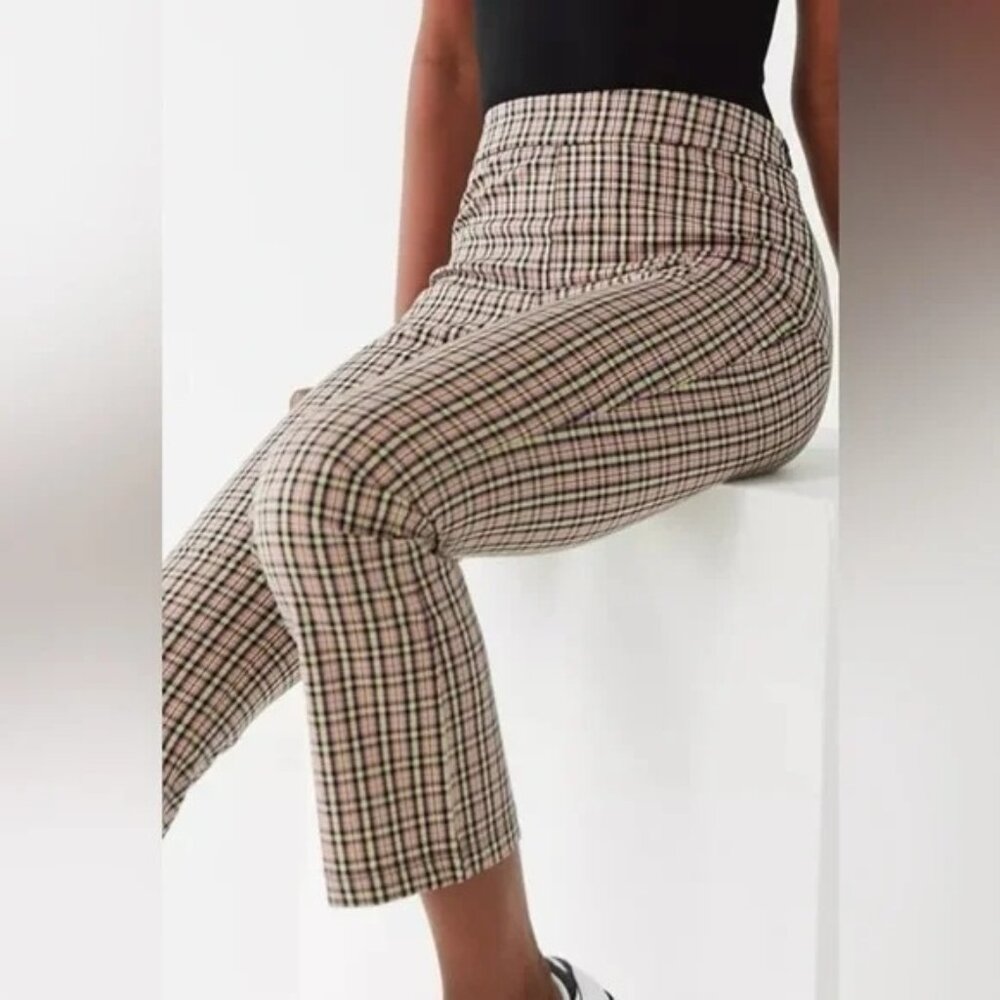 Urban Outfitters Lola Kick Flare Plaid Crop Pant
